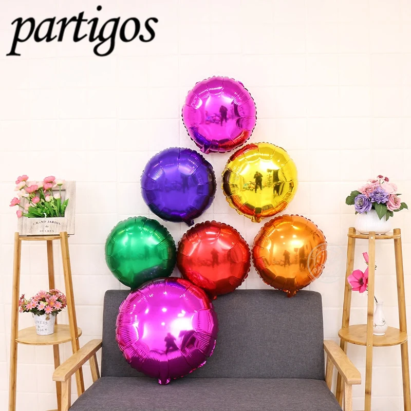 Ballon en aluminium rond pur métallique, décoration de mariage, fête d'anniversaire, ballon macaron à hélium, album de ballons ronds, 10 pièces, 18 po