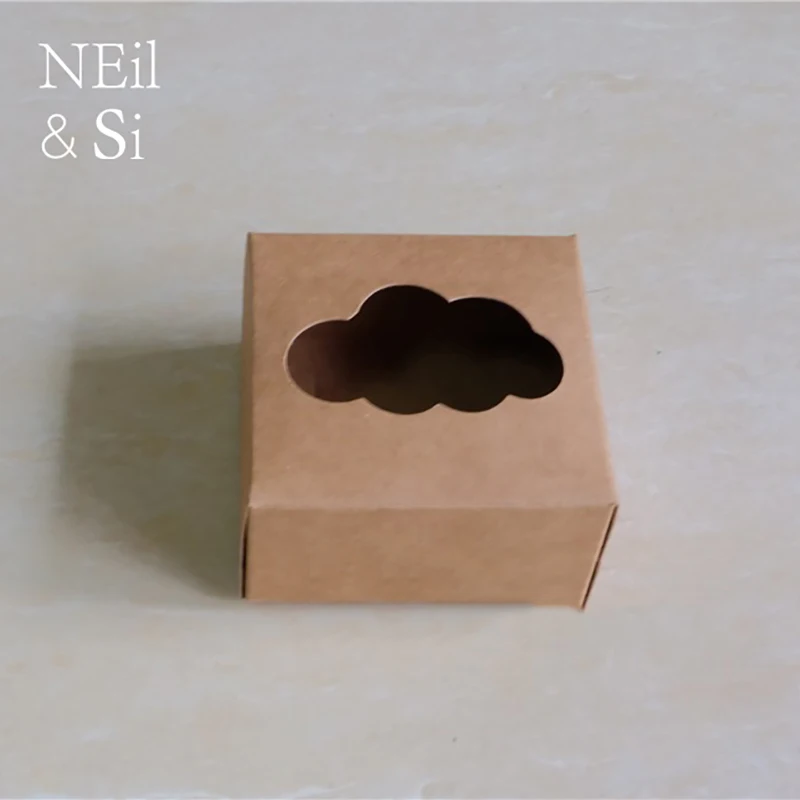 

Cloud Window Kraft Paper Box for Handmade Soap Wedding Gift Candy Packaging Brown Boxes