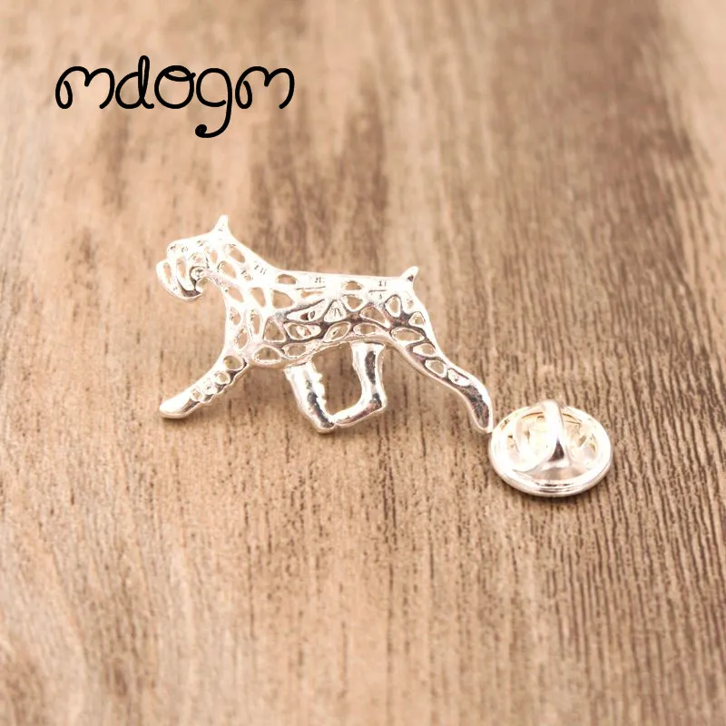 Mdogm Schnauzer Dog Animal Brooches And Pins  Suit Metal Small Father Collar Badges Gift For Male Men B103