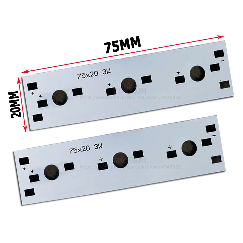 10PCS 3LEDS 75 100mm High Power PCB Board LED Aluminum Base Plate 1W 3W 5W LED Chip  For 3W 9W 15W  Connect Aluminum Base Plate