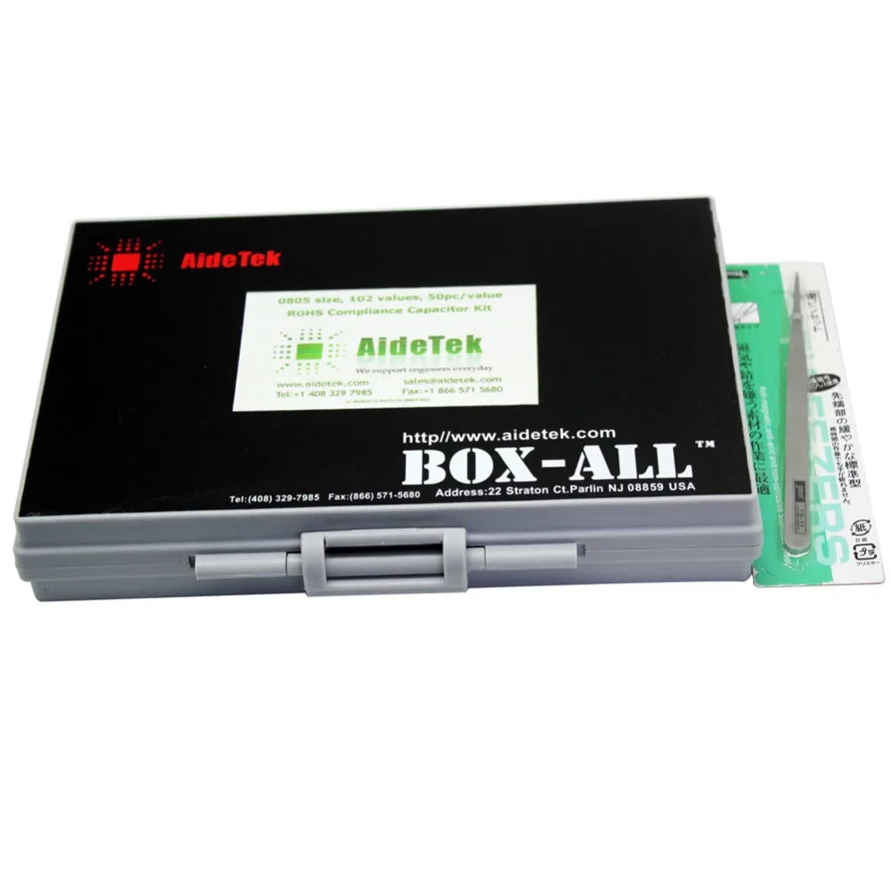 

AideTek New SMD/SMT 0805 capacitor box kit in 102value 102Vx50pcs X7R NPO Y5V YAGEO capacitors assortment box kit platics C0850