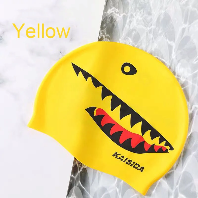 Trisass 2021 New Man\'s Swimming Cap Adult Elastic Shark Swimming Caps Waterproof Protect Ears Long Hair Soft Women Bathing Cap