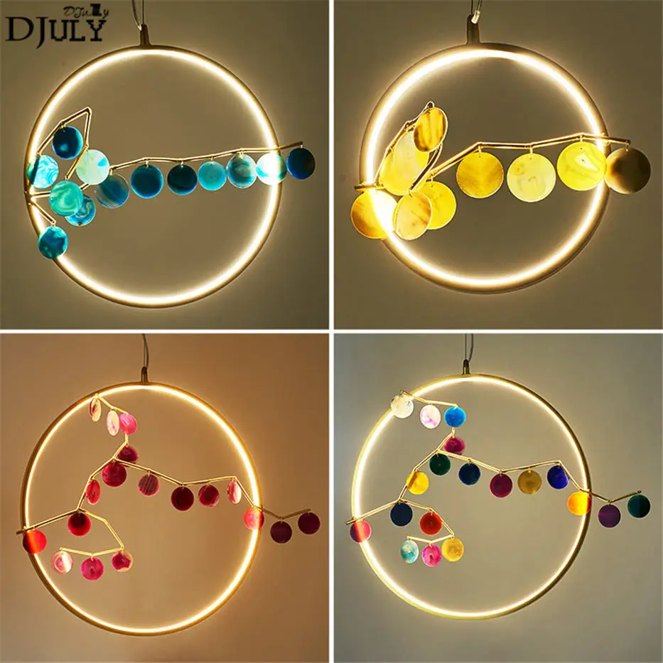 nordic Agate piece ring gold pendant lights for clothing store living room bedside luxury home deco hanging lamps led luminaire