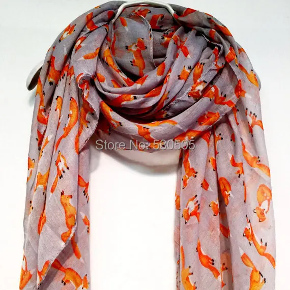

Fox Light Grey fox Autumn / Spring Summer Scarf free shipping by e-packet