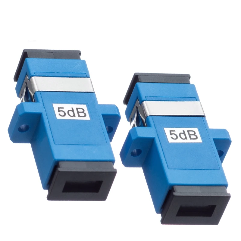Оптический аттенюатор SC UPC, гнездо-гнездо, фиксированный переходник FF, ftth, фибра оптический разъем, 2, 3, 5, 7, 10, 15 дБ, синий SM, 10 шт.