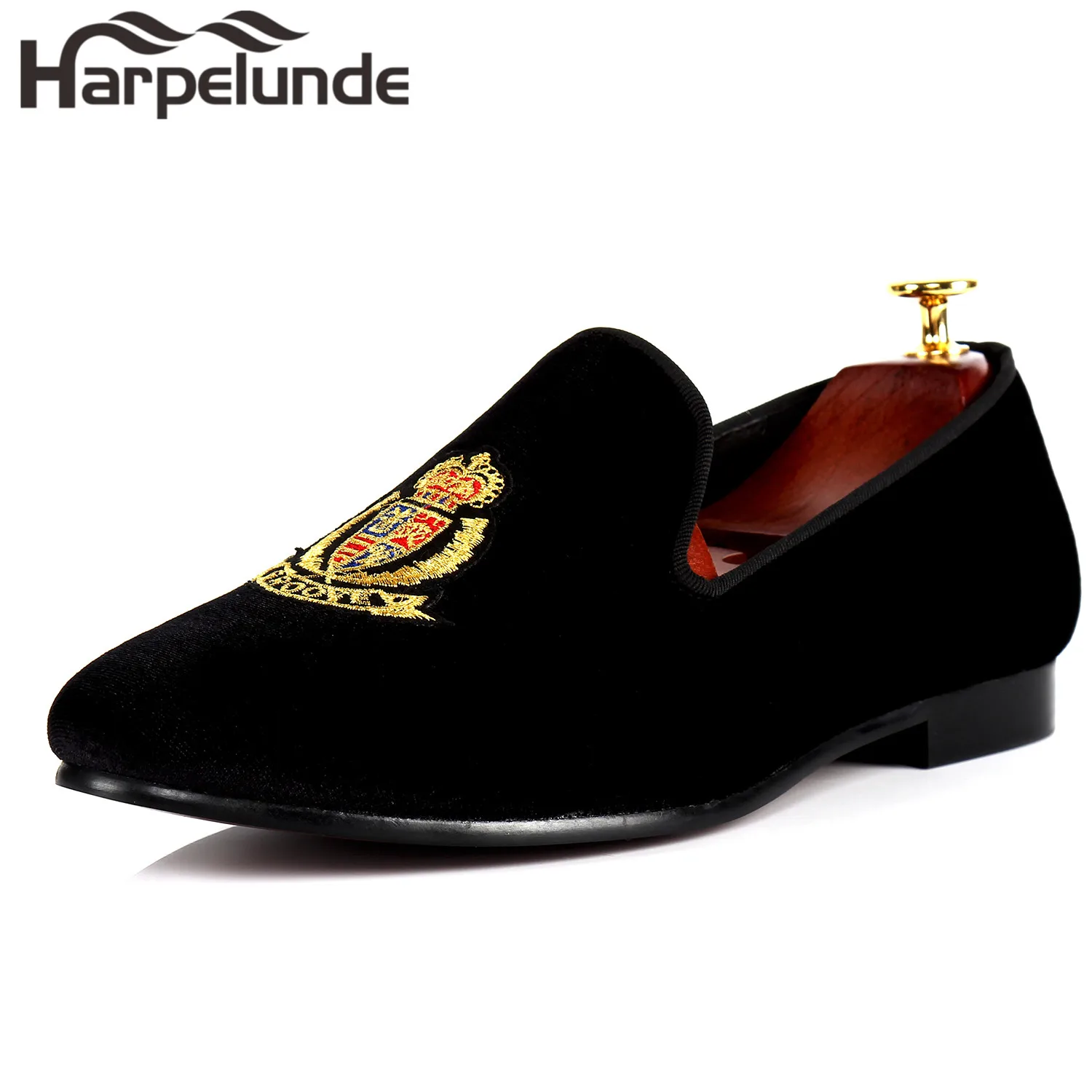 Harpelunde European Men Shoes Green Velvet Slippers Handmade Flat Loafers Size 6-14