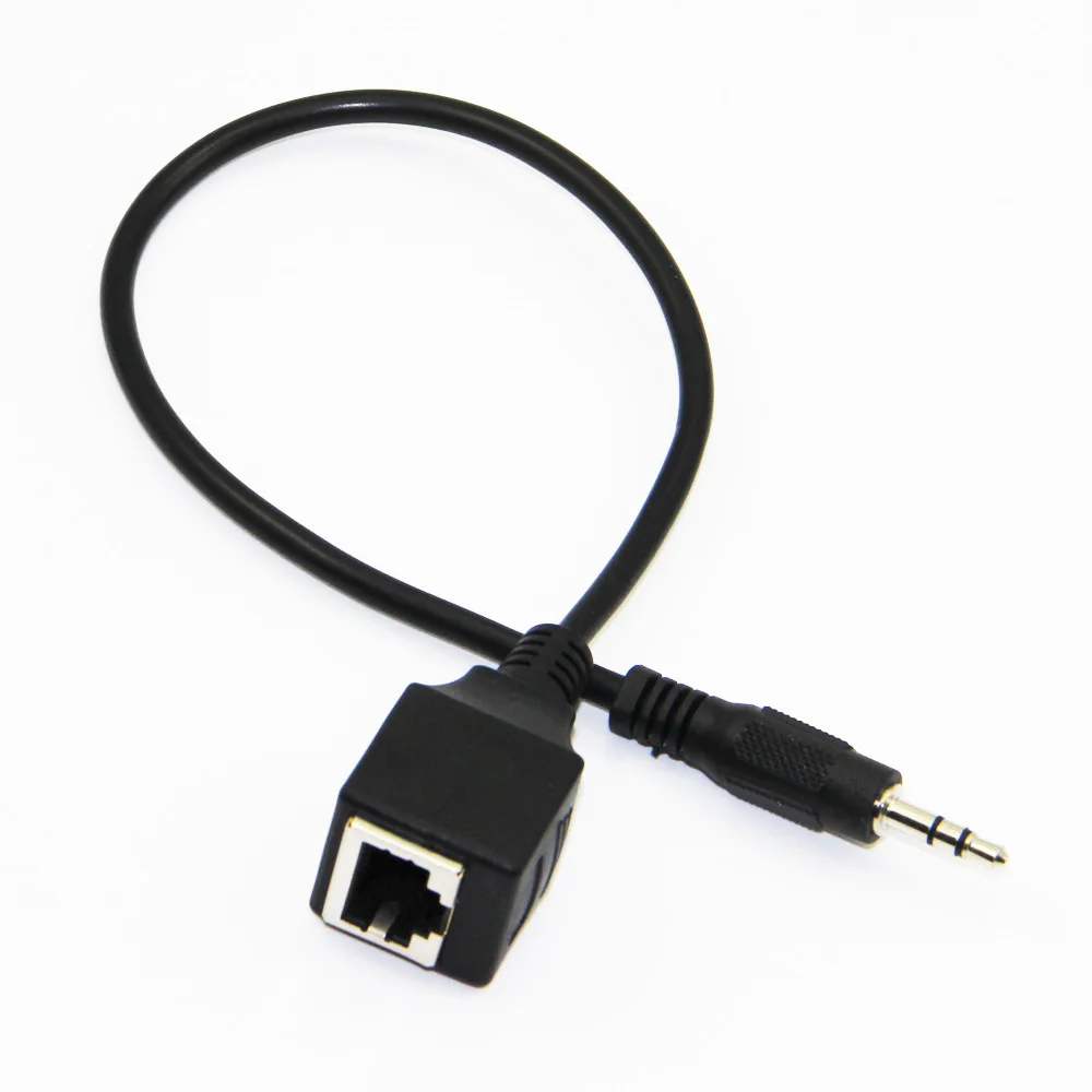 Bochara 30cm 3.5mm Stereo Male to RJ45 Female Audio Extension Cable