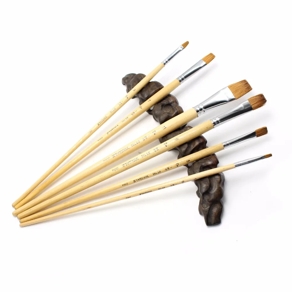 

Acrylic Brush Ferret Painting Hair brush for Acrylic Watercolor Gouache Flat head 6 pcs Art Supplies school educational supplies