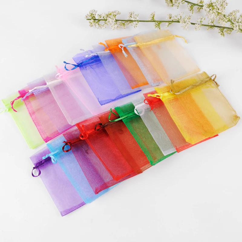 Hot Sale 100pcs/lot 10x15cm Organza Gift Packaging Bags Mixed Color Jewelry Organza Bags Christmas Wedding Gifts Packing Pouches