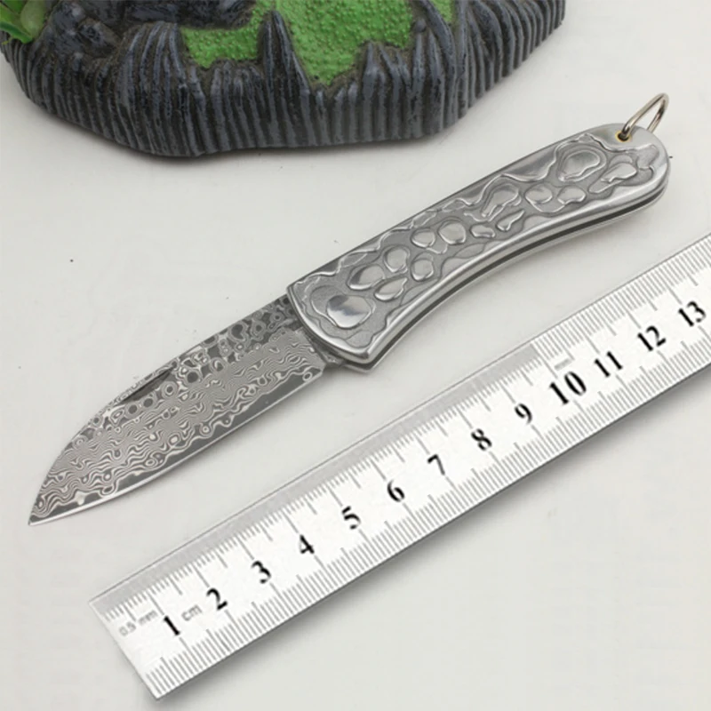 

Kitchen tools Exquisite gift knife outdoor camping tool knife Damascus steel blade folding knife Mini pocket knife