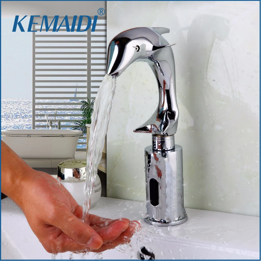 

KEMAIDI Automatic Sensor Faucet Hand Free Waterfall Bathroom Basin Sink Faucets Deck Mounted Chrome Finished Mixer Tap