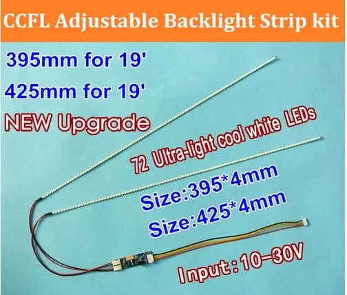 

20PCS 19'' 395mm 20PCS 425mm 19" Adjustable brightness led backlight strip kit,Update 19inch LCD ccfl panel to LED backlight