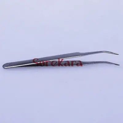 110mm Stainless Steel Tweezer Curved Tip Chemistry Medical Tool  Lab Use