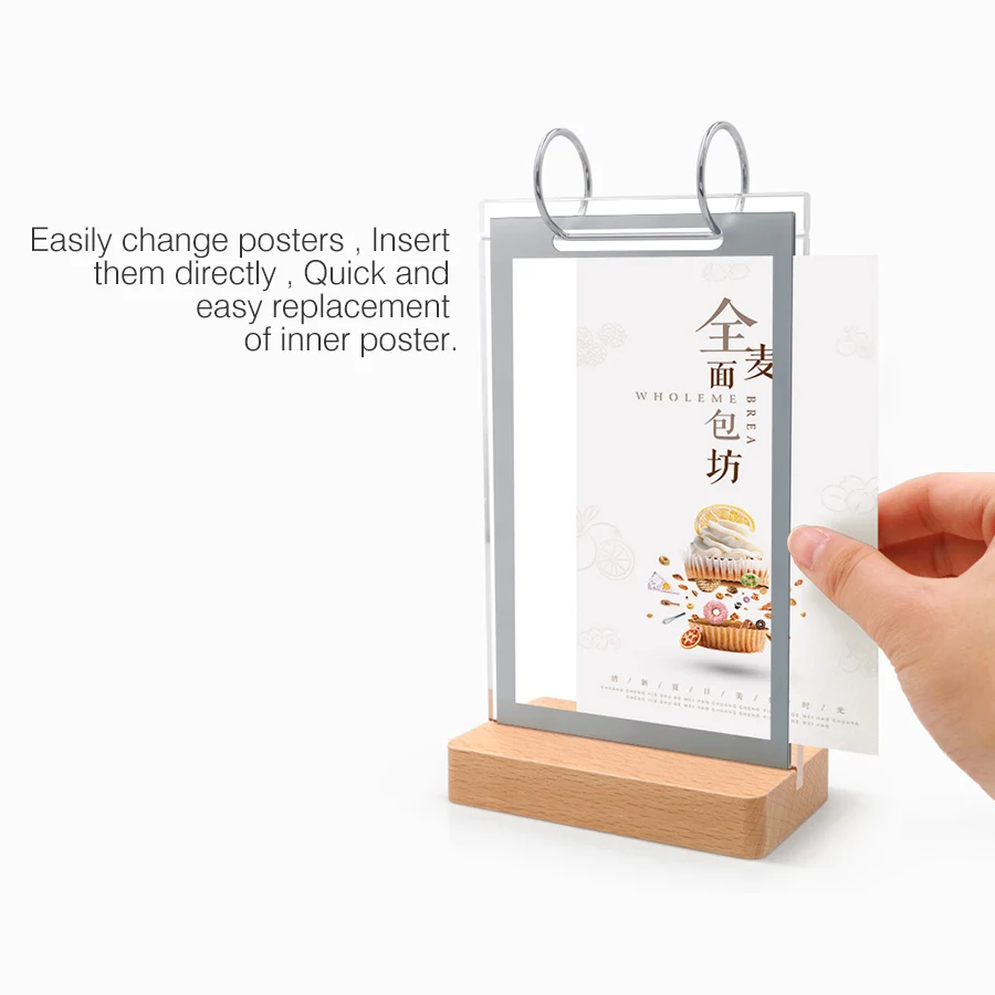A5 210*148mm Acrylic Restaurant Table Menu Sign Holder Display Stand With Poster Menu Paper Frame