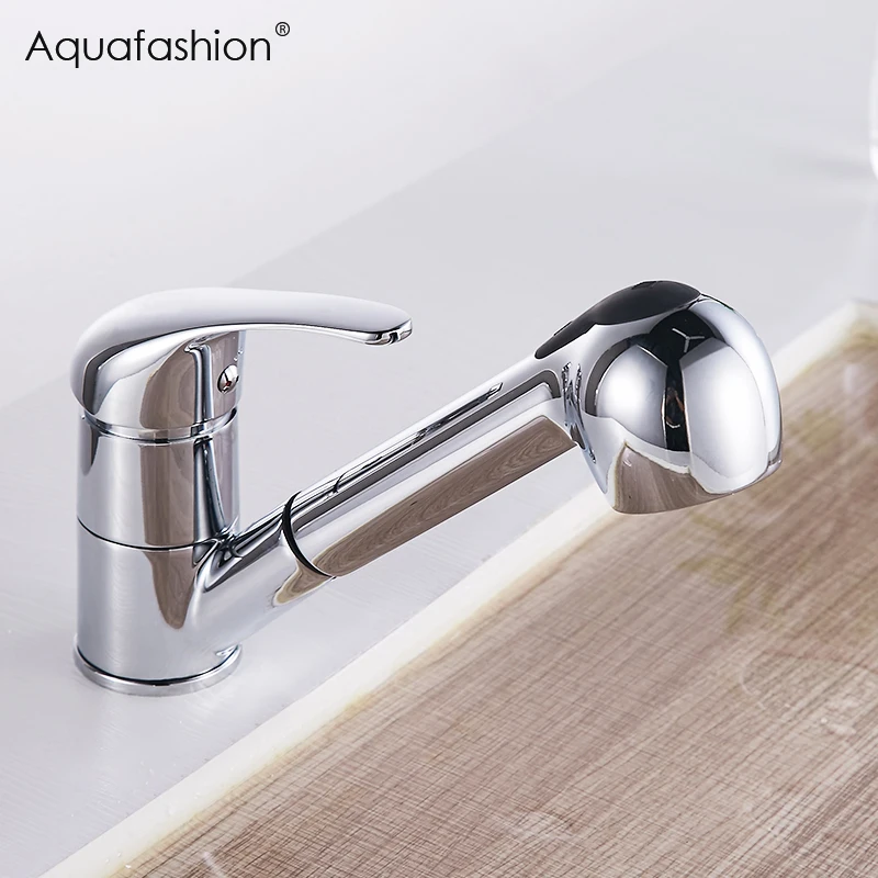 

Kitchen Faucets 360 Degree Swivel Pull Out Kitchen Sink Faucet Water-Saving Polished Chrome Black Basin Crane Brass Mixer Tap