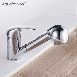 Kitchen Faucets 360 Degree Swivel Pull Out Kitchen Sink Faucet Water-Saving Polished Chrome Black Basin Crane Brass Mixer Tap