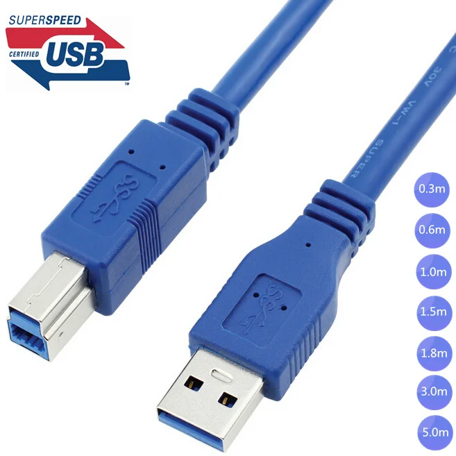 Câble USB 3.0 A mâle AM vers USB 3.0 Type B mâle BM USB3.0, longueur 0.3m, 0.6m, 1m, 1.5m, 1.8m, 3m, 5 m, 1ft, 2ft, 3ft, 5ft, 6ft, 10ft, 30cm, 1, 3, 5 m