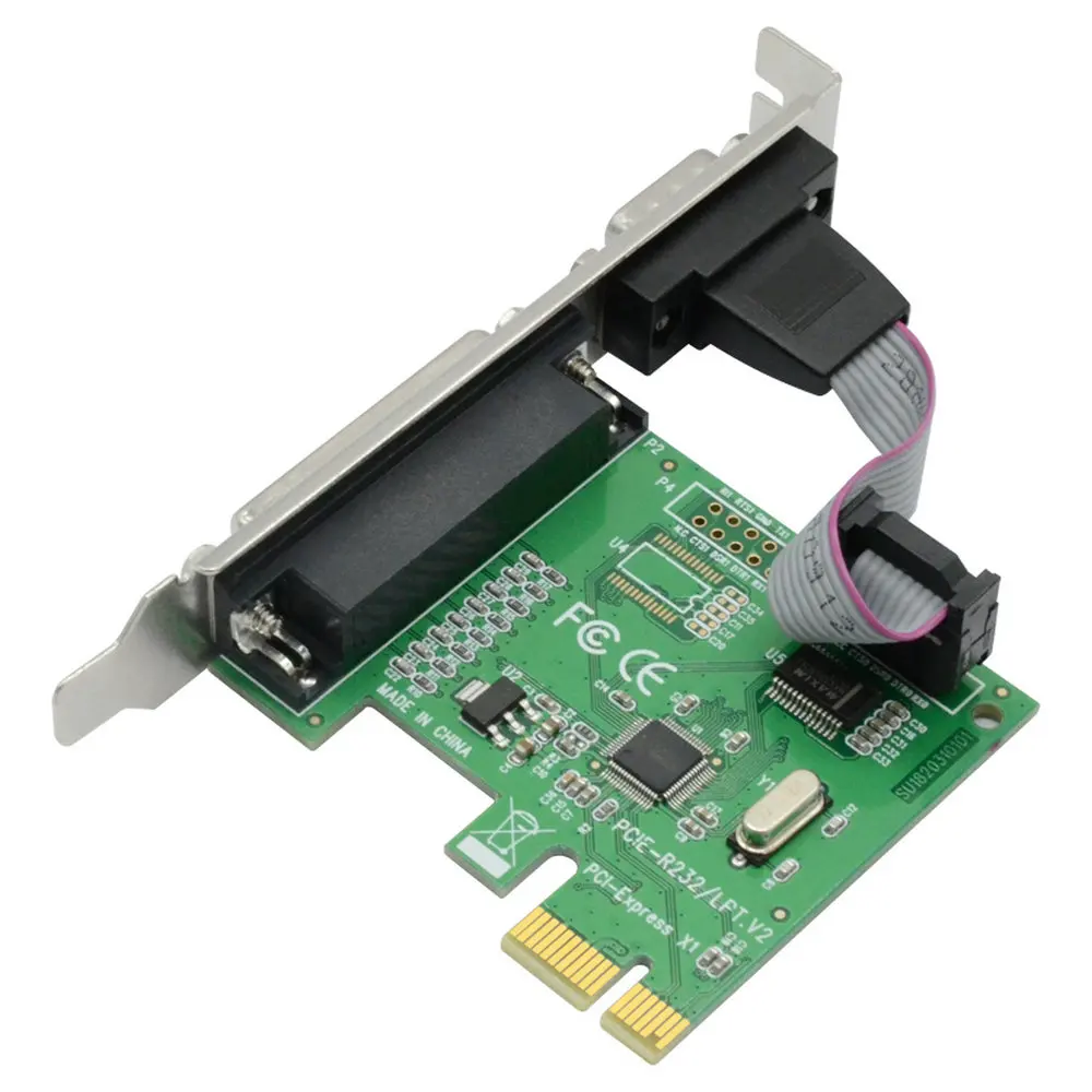 PCIe 9pin RS232 Serial Expansion Card Industrial  DB25 Printer Parallel Port LPT Riser card Adapter Controller for Desktop PC