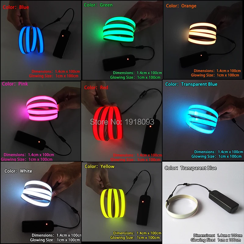 Newest DC-3V Driver+8 Colors Optional 1.4X100CM el tape el wire LED strip for car,house,party,dispaly,holiday, Bar