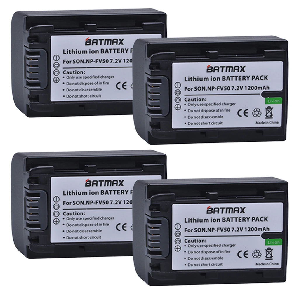 4-Packs NP-FV50 FV50 Camera Li-ion Batteries for Sony NP FV50 HDR-CX150E CX170 CX300 D6544,for sony NPFV50 accessories