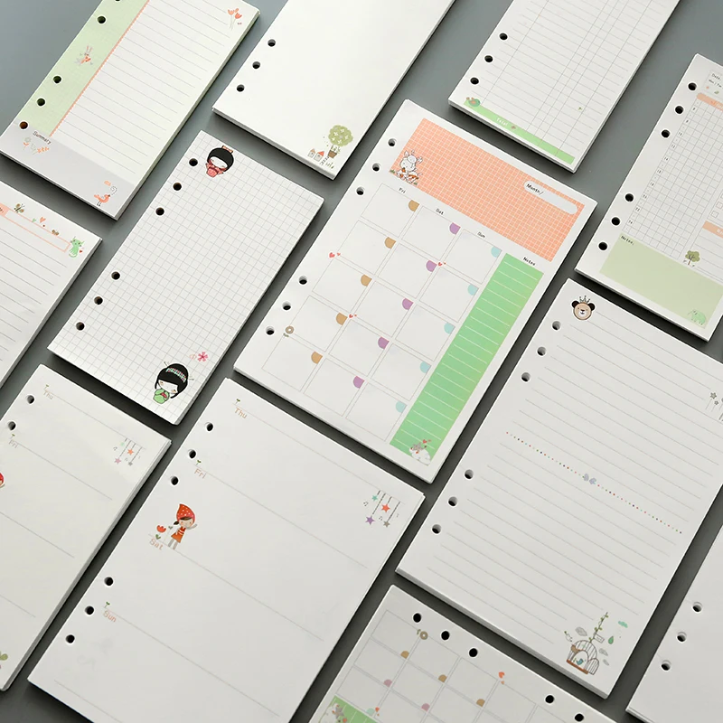 A5 6 Rings Planner Refills Printed Colorful, Weekly Monthly To Do