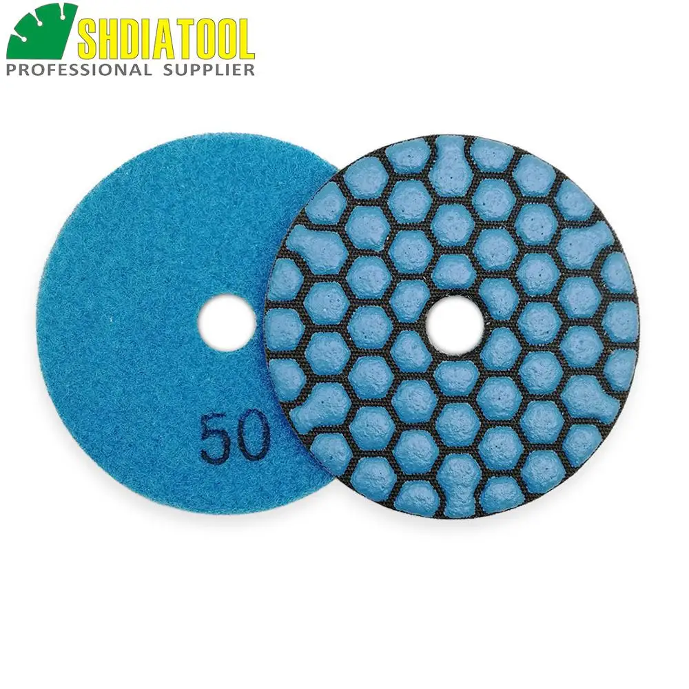 SHDIATOOL 6pcs 80mm #50 Diamond Dry Polishing Pads 3inch Resin Bond Flexible Sanding Disc Granite Marble Ceramic grinding disc