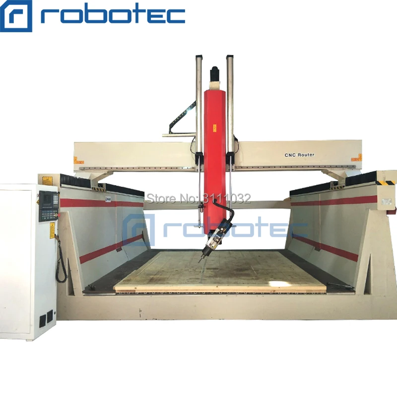 Robotec 4th axis rotary 3d sculpture cnc wood engraving machine , 4 axis cnc router for foam EPS mould making