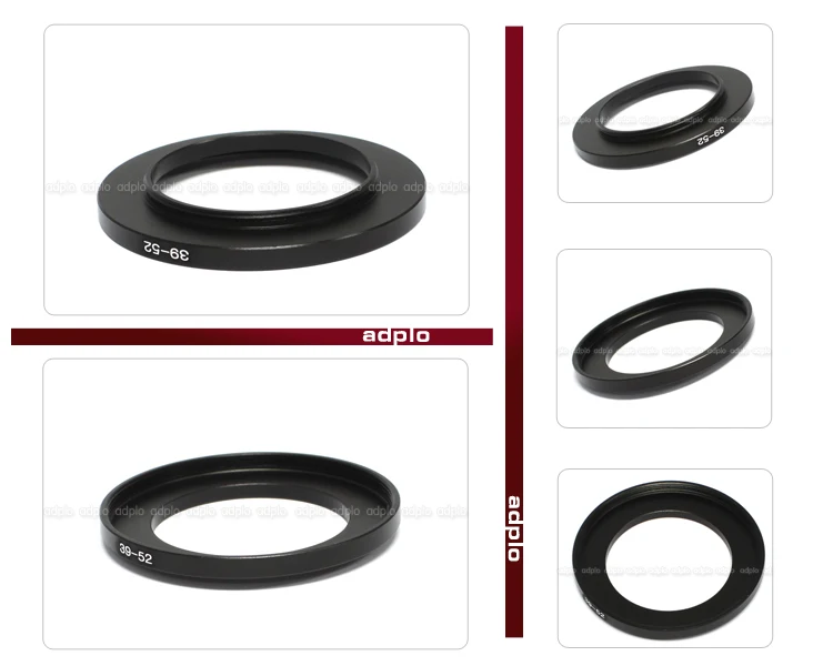 ADPLO 2 PCS 39-52 MM 39 MM إلى 52 MM تصعيد حلقة مهايئ المرشح 39mm عدسة إلى 52mm التبعي