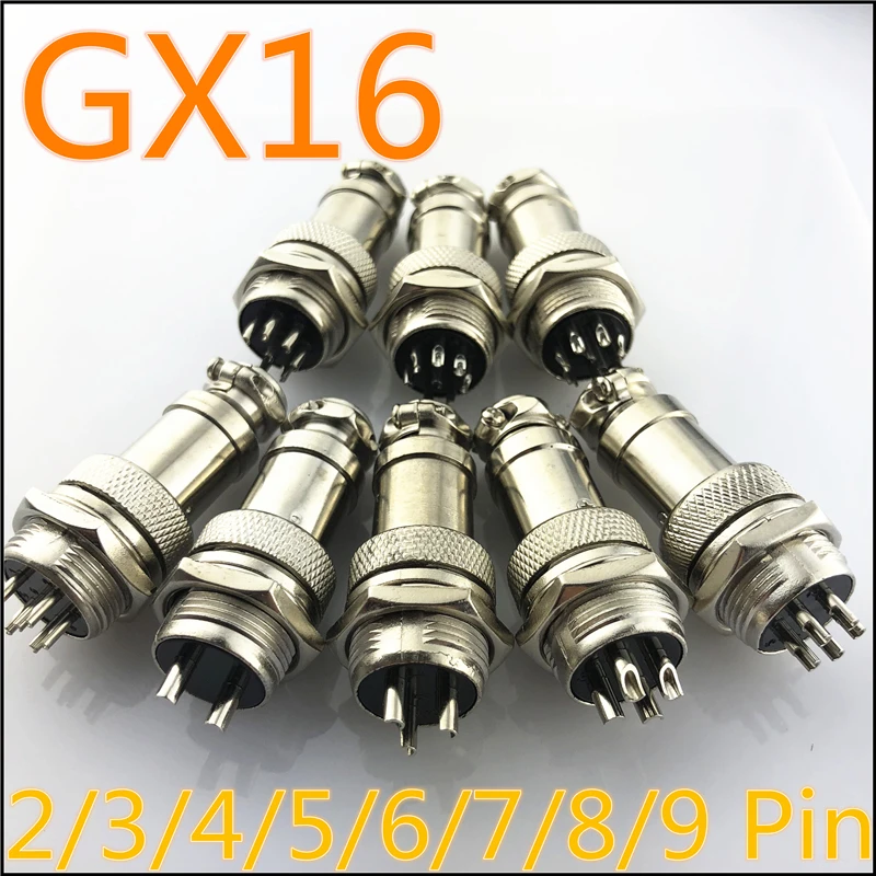 

1set GX16 2/3/4/5/6/7/8/9 Pin Male & Female 16mm L70-78 Circular Aviation Socket Plug Wire Panel Connector