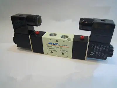 

1x 4V220-08 5Ports2Position Double Solenoid Pneumatic Air Valve1/4"BSPT AC380V 12V 36V