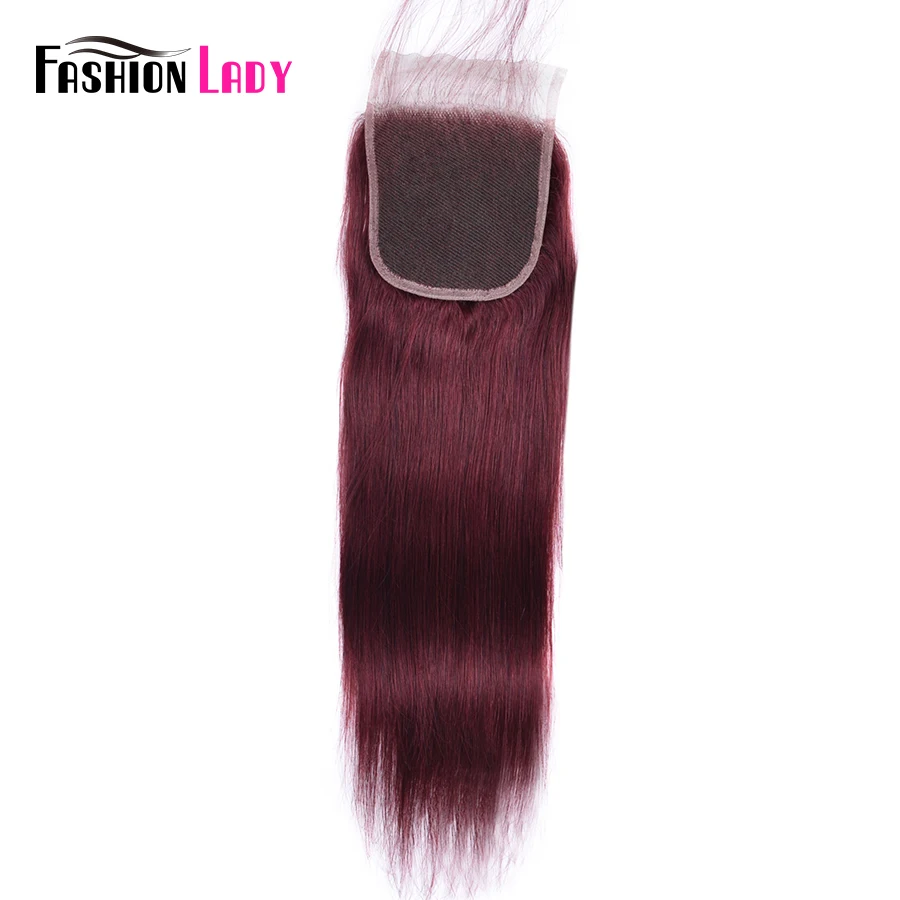 Di modo Della Signora Pre-Colored Brasiliana Diritta Chiusura 10-20 Inch 4*4 Veletta nella chiusura 8 Colori Per La Scelta chiusura Dei Capelli umani Non-Remy