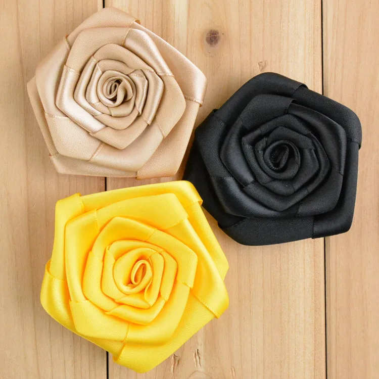 100 pcs/lot , Satin Ribbon Rose Flowers , Handmade Rolled Rosettes for DIY Hair accessories