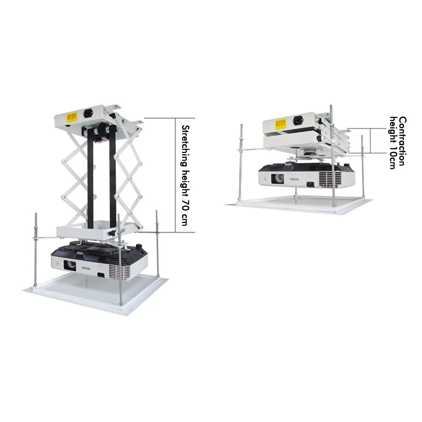 70CM uchwyt do projektora zmotoryzowany elektryczny stół podnośny nożyczki uchwyt sufitowy projektora Metal z bezprzewodowym pilotem 110v/220v 25w