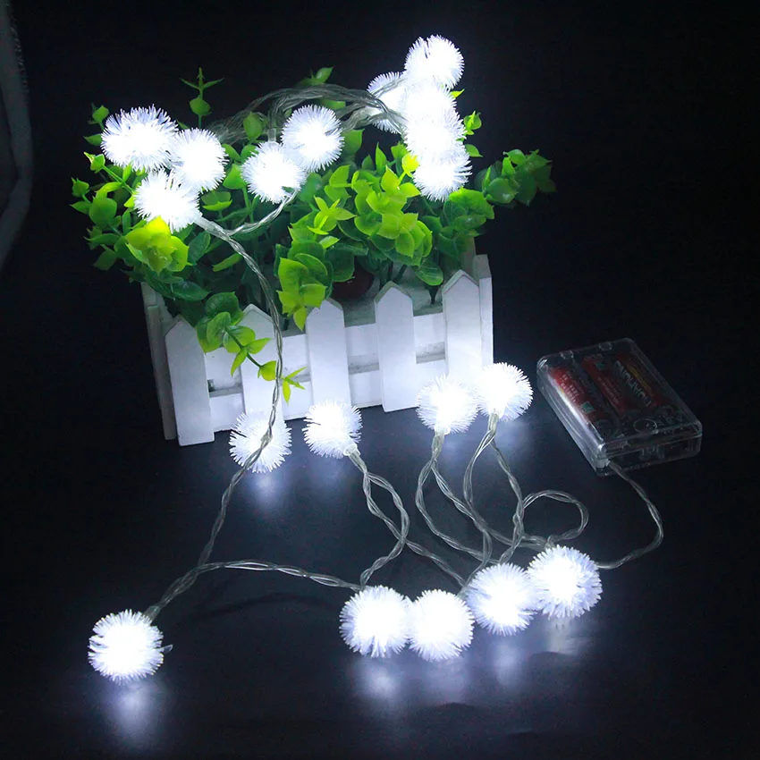 20 led dandelion luzes da corda de fadas interior ao ar livre guirlanda em baterias alimentado festa de natal decoração 2m 3m 4m 5m 10m 20m