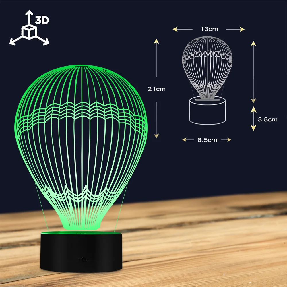 Lampe en forme de ballon à Air chaud, effet 3D, Illusion d'optique, lampe de Table autour du monde, éclairage décoratif, veilleuse pour chambre d'enfant