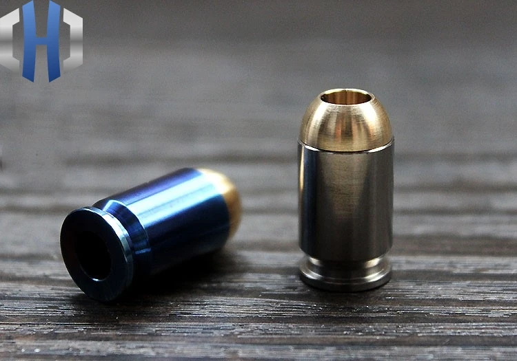 Titanium +Brass Bullet Knife Hang Buckle  Zipper Head EDC Umbrella Rope Pendant Accessories EDC Knife Beads