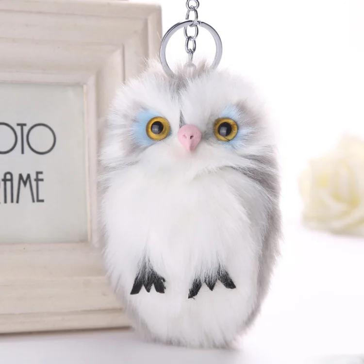 Imitation cony hair Pendants Keychain Lovely animal Owl Car Key Holder Fashion Bag Charm Accessories female Gift Jewelry K1636