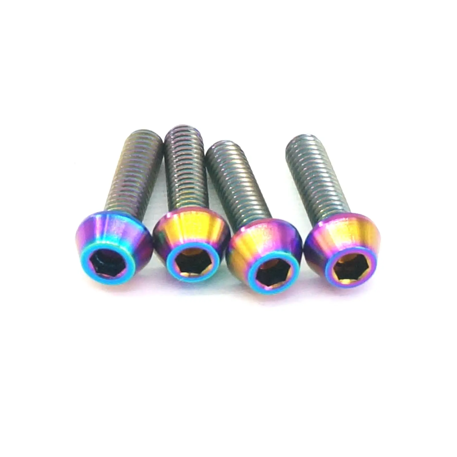 4 PCS M4x15mm Rainbow GR5 Titanium Cone head Bolts For Bike Rear Derailleur