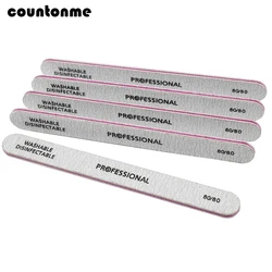 10Pcs Nail Art File 80/80 Buffer Buffering Files Block Nail Glitter Double Side Straight Durable SalonManicure Tool Lime a Ongle