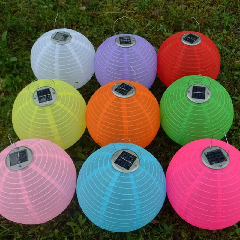 100pcs 12inch Solar Lantern Waterproof Fabric LED Solar Light Christmas New Year Decoration Hanging Courtyard Lamp ZA5299