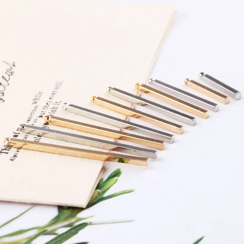 50pcs Copper White k/KC Gold color Short/long sticks Simple blank Bar charm for Earring necklaces Long Strip Pendant for DIY