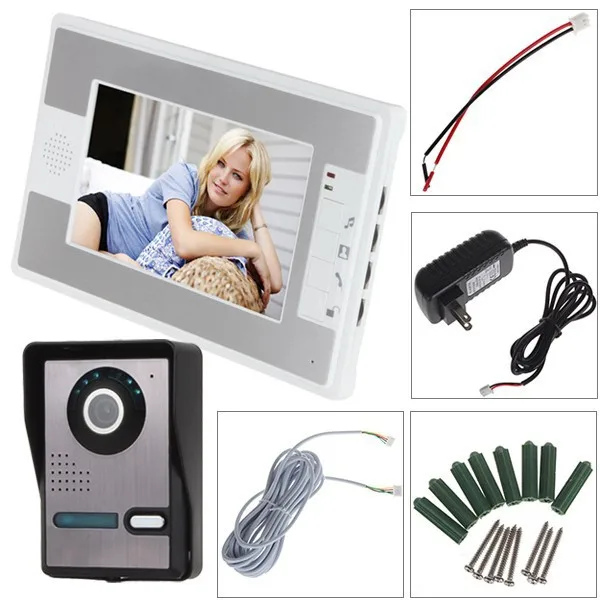 7 Inch Video Door Bell Intercom Door Bell Kit  Camera  Monitor Night Vision Visual Doorbell  Lock System