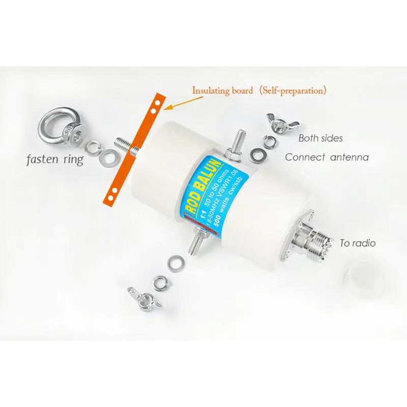Imagem -04 - Balun Impermeável do hf de 500w 1:1 para 160m 6m Faixas 1.850mhz Antena Invertida Impermeável do v de Diy