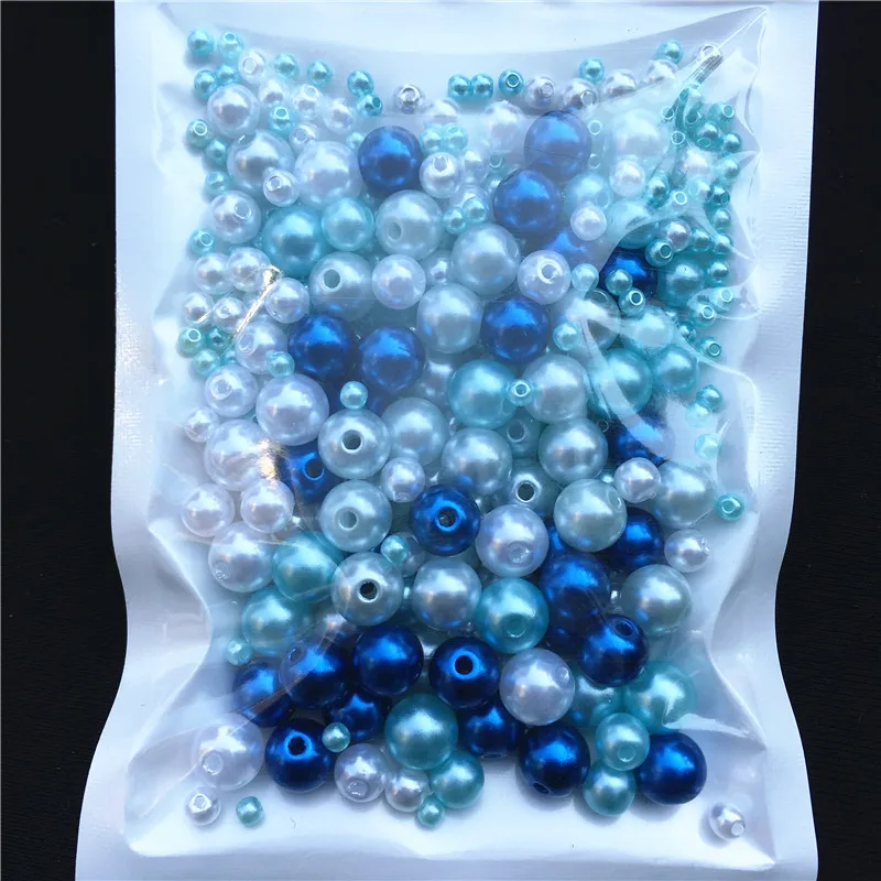 250Pcs/Pack Mix Size 3/4/5/6/8mm Beads With Hole Colorful Pearls Round Acrylic Imitation Pearl Diy For Jewelry Making Nail Art