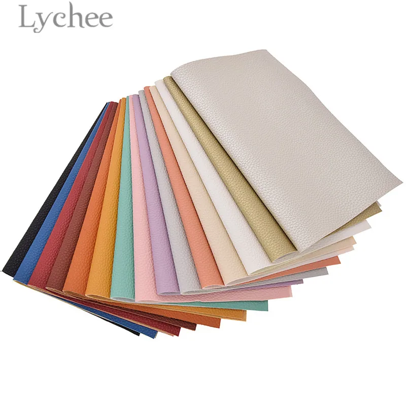 Lychee LIfe 21x29cm A4 Litchi Faux Leather Fabric Solid Color Suede Synthetic Leather Sheet DIY Sewing Material For Garments