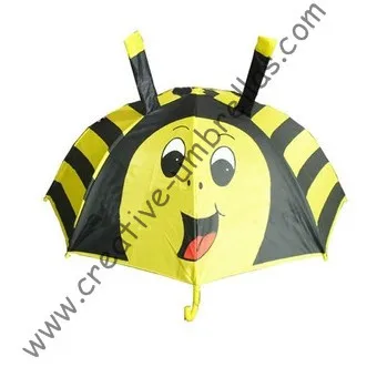 

Children umbrella,kid animal cartoon umbrella-- yellow bee,auto open.8mm metal shaft and fluted ribs,safe kid umbrellas