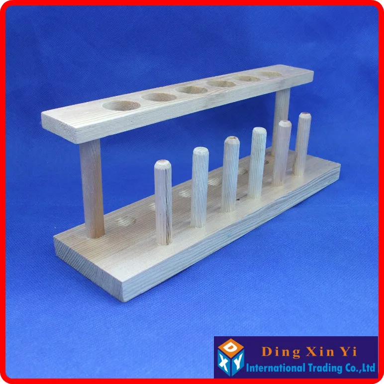 4 pcs/lot Wooden Test Tube Racks Wooden Colorimetric Tube Racks 6-Well Hydroponic Flowerware Sample Display Wooden Racks