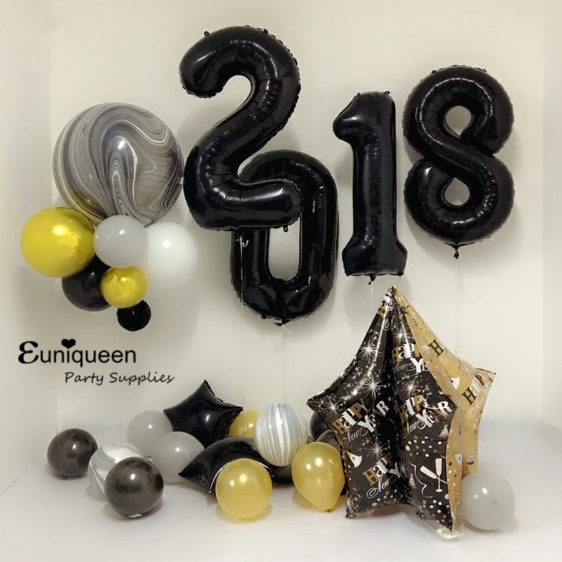 30'' Black Number Balloon foil balloons 0 1 2 3 4 5 6 7 8 9 Black Birthday Anniversary celebration Baby Shower party balloons