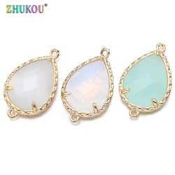 14*23mm High Quality Brass Cubic Zirconia Water-drops shape Connectors DIY Jewelry Findings Making, Hole:1.0mm Model: VS298