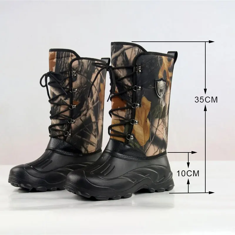 New Outdoor Camo Hunting Boots Camouflage Front Lacing Waterproof Snow Boots Fishing Shoes Size 41-46